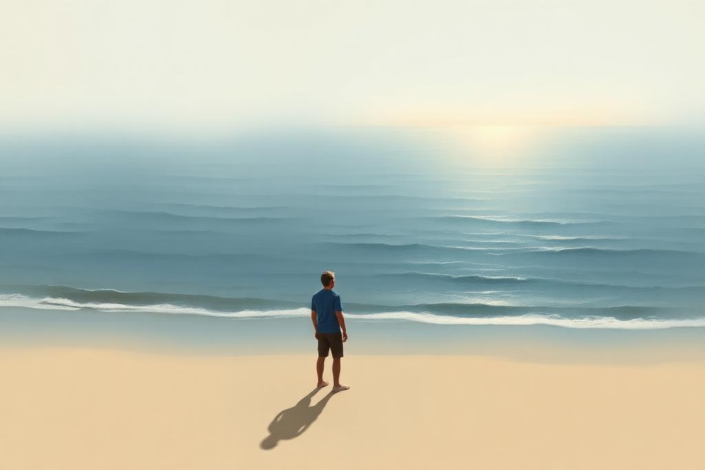 Day 218: Stepping Towards the Unseen Shore — Still Walking devotional artwork